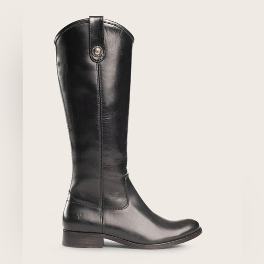 Frye Melissa Button Inside Zip Boots Black Riding Boots Women’s Size 6
